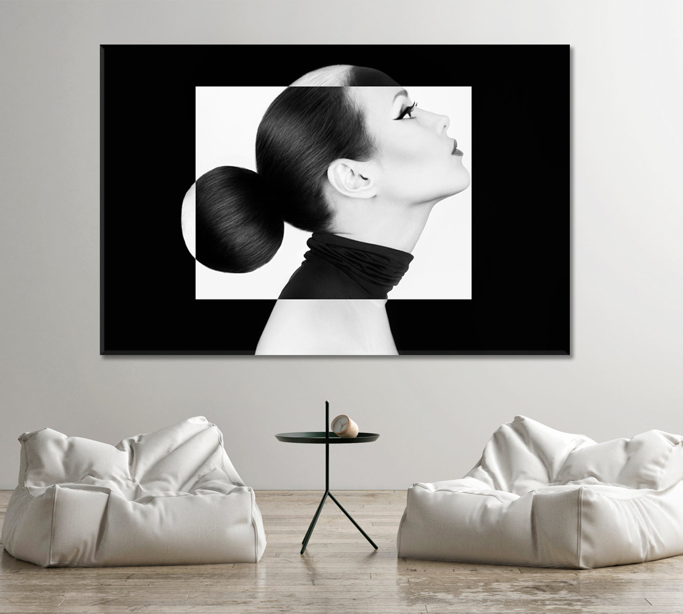 YIN YANG Black White Style Woman Fashion Portrait Black and White Wall Art Print Artesty   