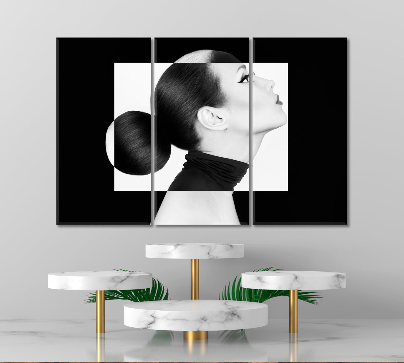 YIN YANG Black White Style Woman Fashion Portrait Black and White Wall Art Print Artesty   