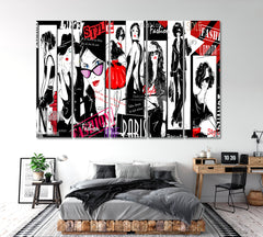 Fashion Girls Style Collage Trendy Poster Beauty Salon Artwork Prints Artesty 5 panels 36" x 24" 