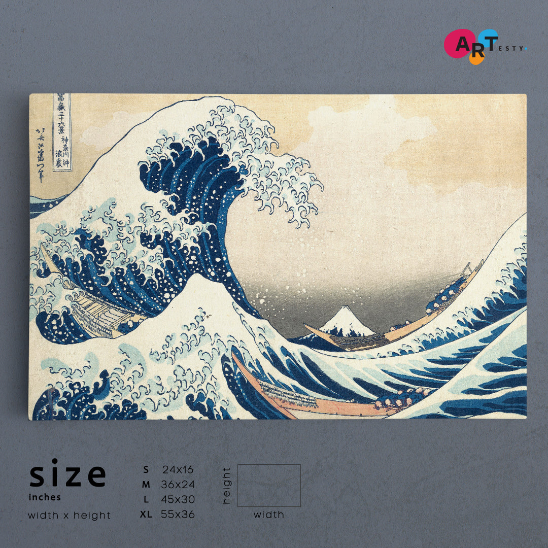 THE GREAT WAVE OFF KANAGAWA  Inspired by Japanese Artist Hokusai Asian Style Canvas Print Wall Art Artesty   