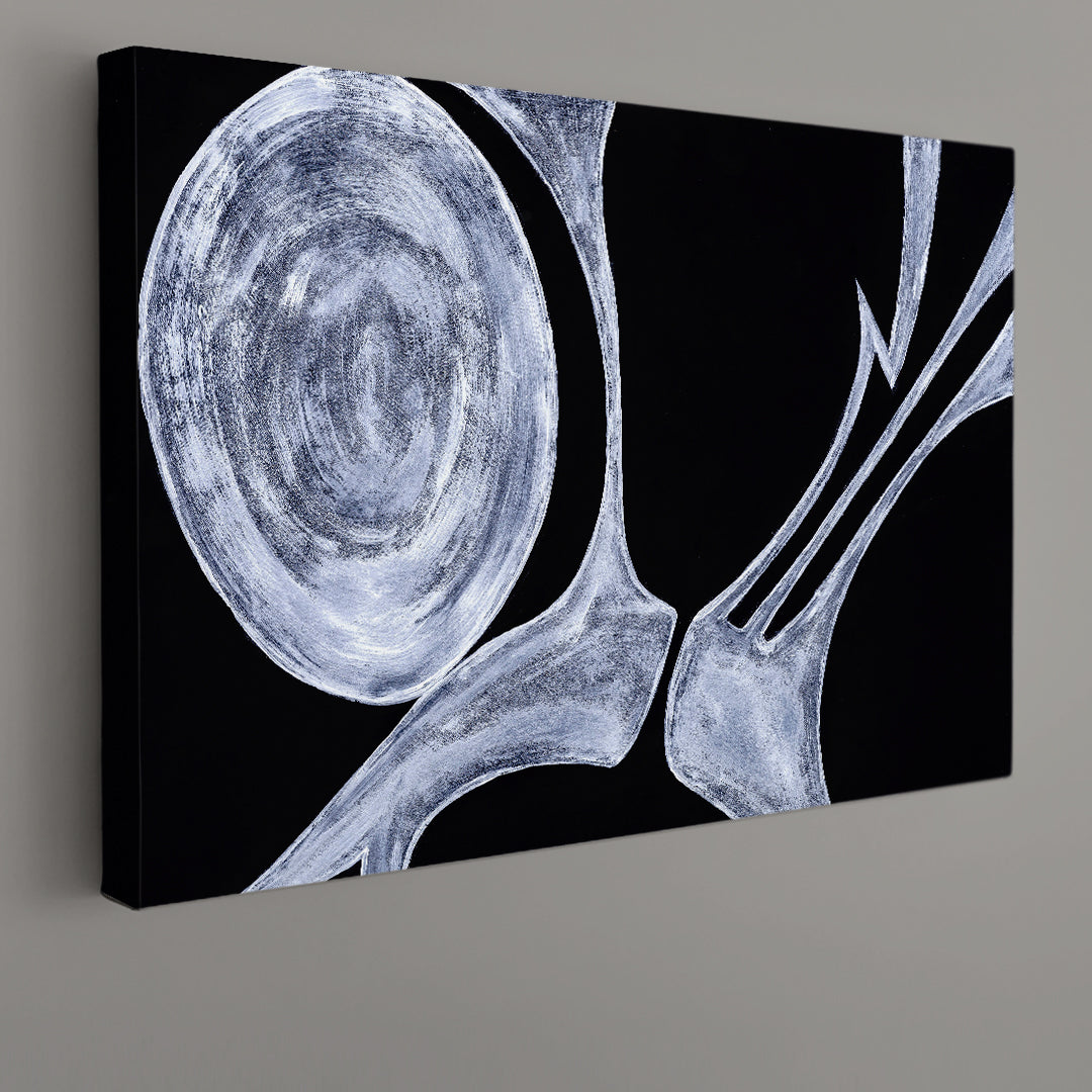 BONY OBJECTS Simple Curved Geometric Shapes Lines Black White Art Contemporary Art Artesty 1 panel 24" x 16" 