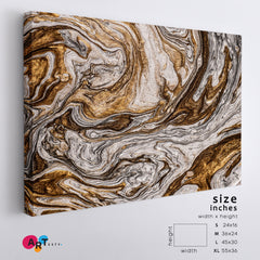 BROWN GREY Effect of Gold and Silver Powder Abstract Marble Oriental Fluid Art Canvas Print Fluid Art, Oriental Marbling Canvas Print Artesty 1 panel 24" x 16" 