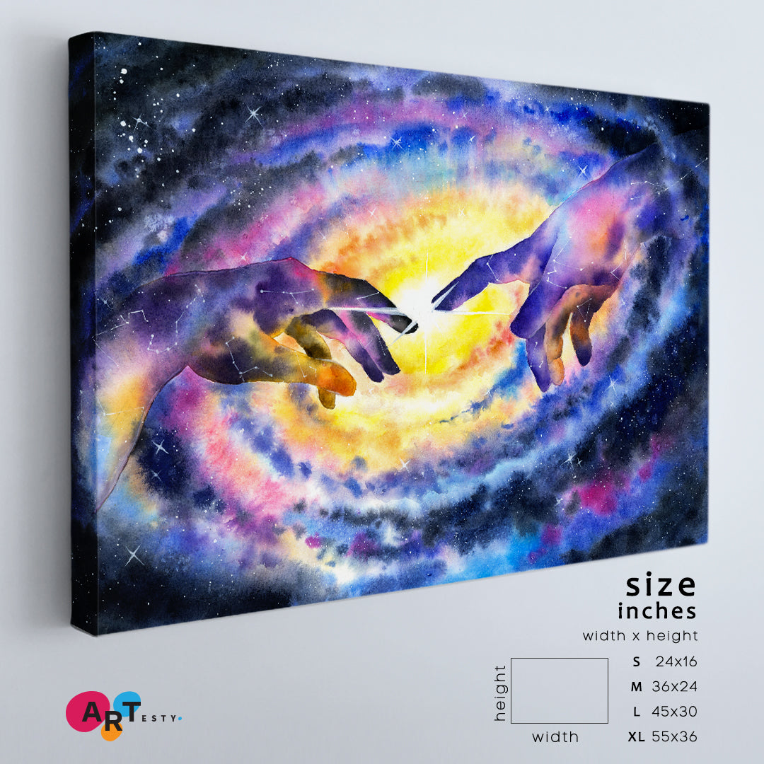 GALAXY Hand of God Creation And Universe Watercolor Artwork Celestial Home Canvas Décor Artesty   