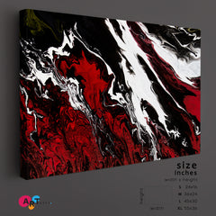 Black, White Red Abstract Contemporary Fluid Art Pattern Giclée Print Fluid Art, Oriental Marbling Canvas Print Artesty   