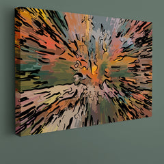 MODERN ART Orange Pale Green Abstract Chaotic Blurred Strokes Abstract Art Print Artesty 1 panel 24" x 16" 