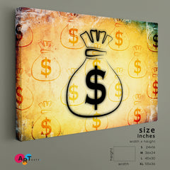 DOLLAR ICON Money Bag Business Fortune Business Concept Wall Art Artesty 1 panel 24" x 16" 