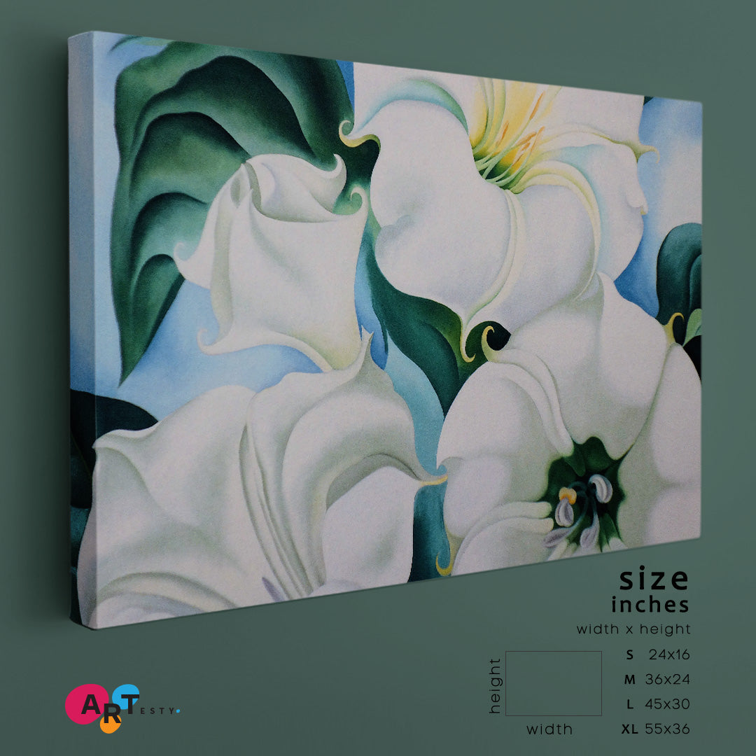 LILY BEAUTY IN DETAILS White Trumpet Lily Flower Floral & Botanical Split Art Artesty   