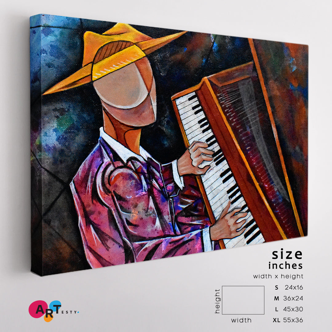 PIANIST Cubist Surrealism Musician Painting Modern Abstract Music Wall Panels Artesty 1 panel 24" x 16" 
