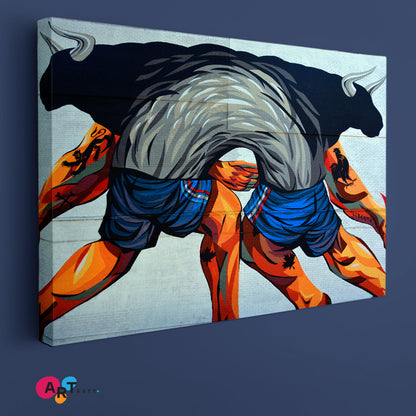 BULLFITING Street Art Canada Montreal Bull Fight Abstract Vibrant Graffiti Canvas Print Street Art Canvas Print Artesty   