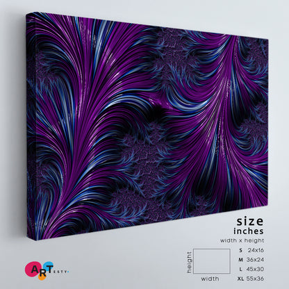Abstract Fractal Spiral Swirls Purple and Navy Blue Feathers Canvas Print Contemporary Art Artesty 1 panel 24" x 16" 