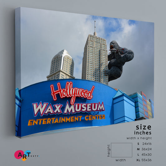 Huge King Kong on Empire State Building Canvas Print Famous Landmarks Artwork Print Artesty 1 panel 24" x 16" 
