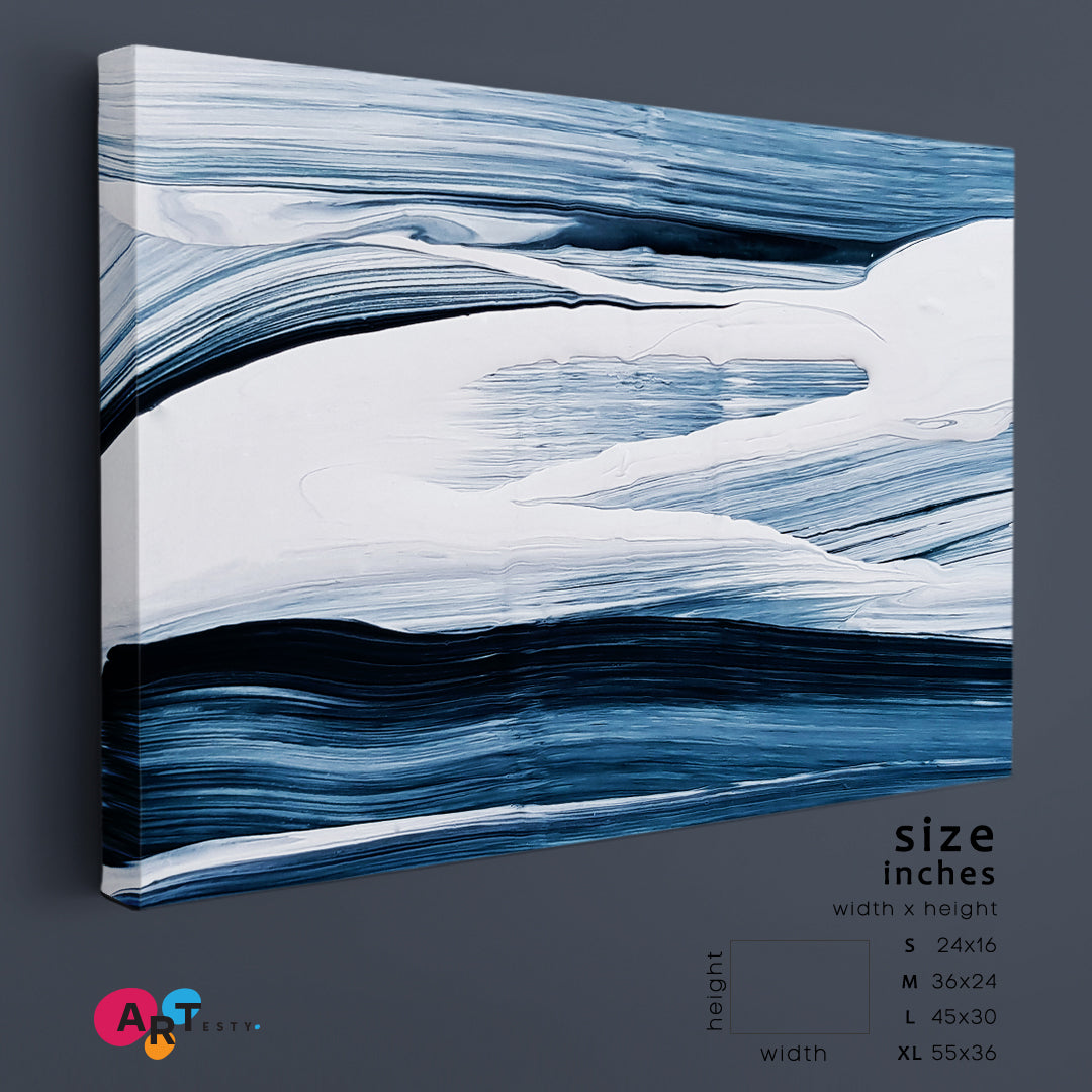 BLUE WHITE BRUSH STROKES Abstract Modern Artwork Abstract Art Print Artesty   