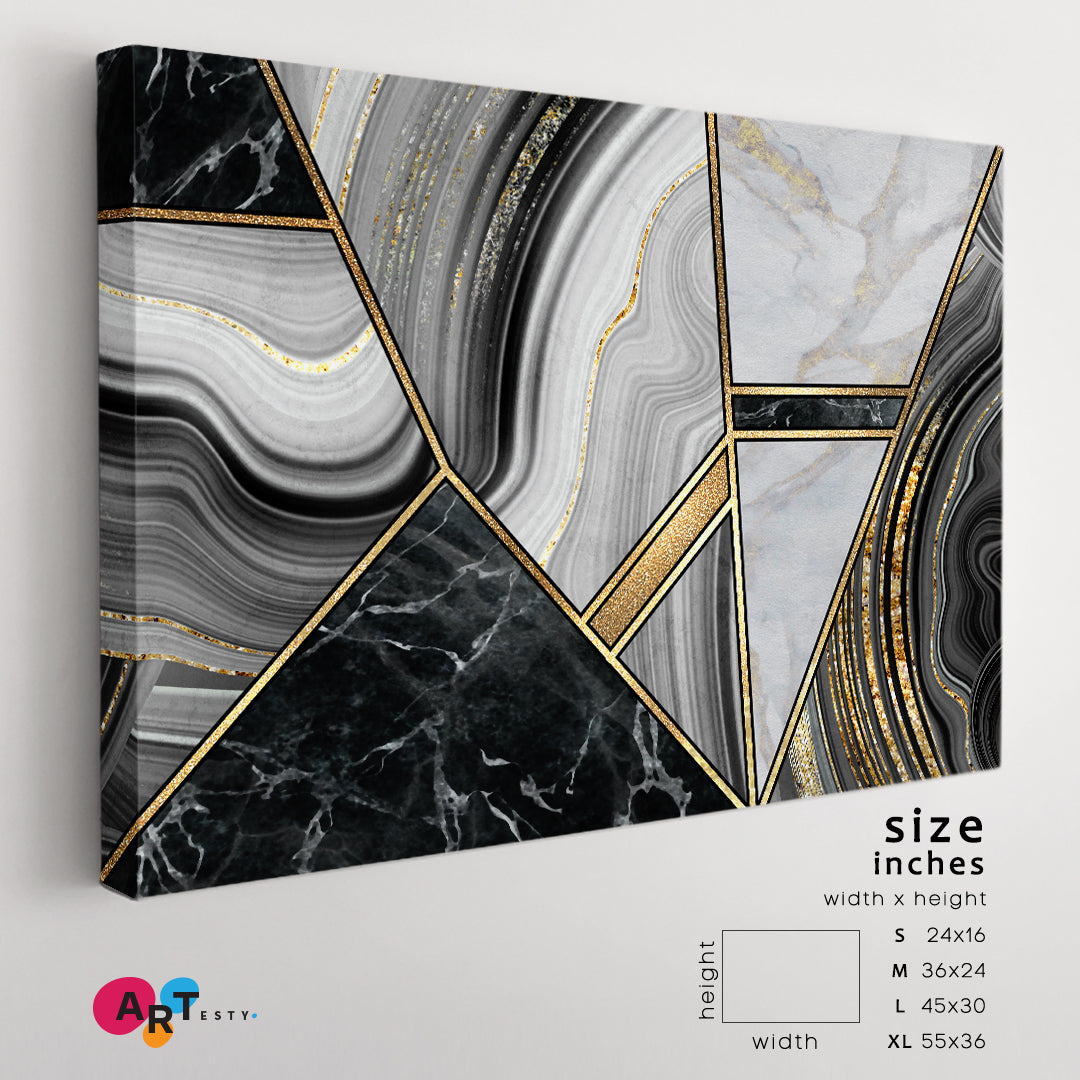 Marble Granite Agate and Gold Abstract Minimalist Art Deco Giclée Print Abstract Art Print Artesty 1 panel 24" x 16" 
