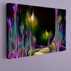 Abstract Fractal Psychedelic Shape Purple On Black Modern Art Contemporary Art Artesty 1 panel 24" x 16" 