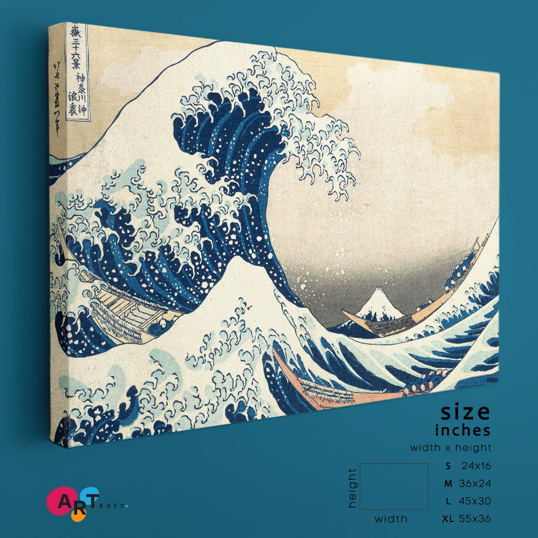THE GREAT WAVE OFF KANAGAWA  Inspired by Japanese Artist Hokusai Asian Style Canvas Print Wall Art Artesty   