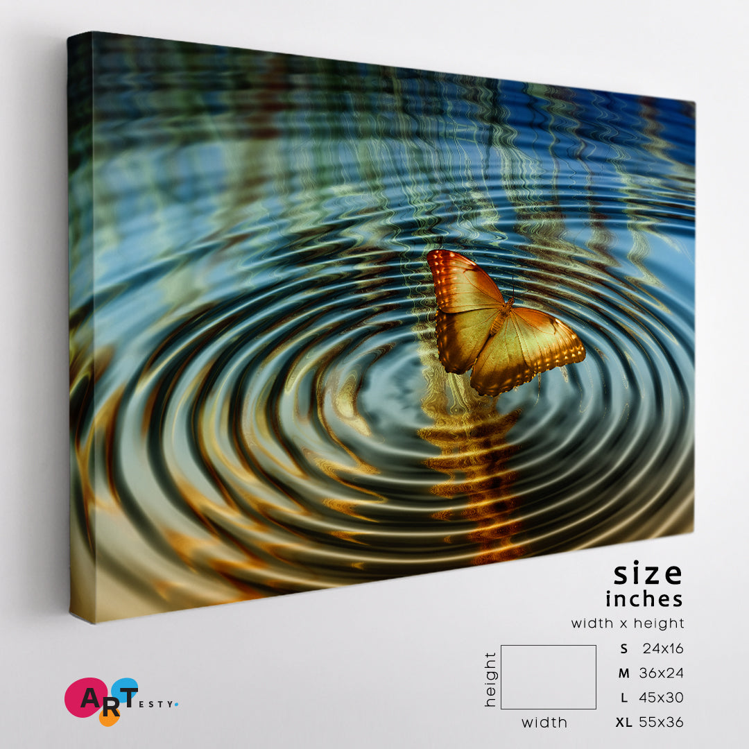 WATER REFLECTION Butterfly Effect Wave Motion Wing Rhythm Chaos Theory Canvas Print Nature Wall Canvas Print Artesty 1 panel 24" x 16" 