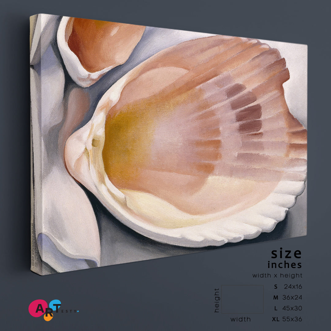 Two Pink Shells Abstract Seashell Shapes Pattern Nautical, Sea Life Pattern Art Artesty   