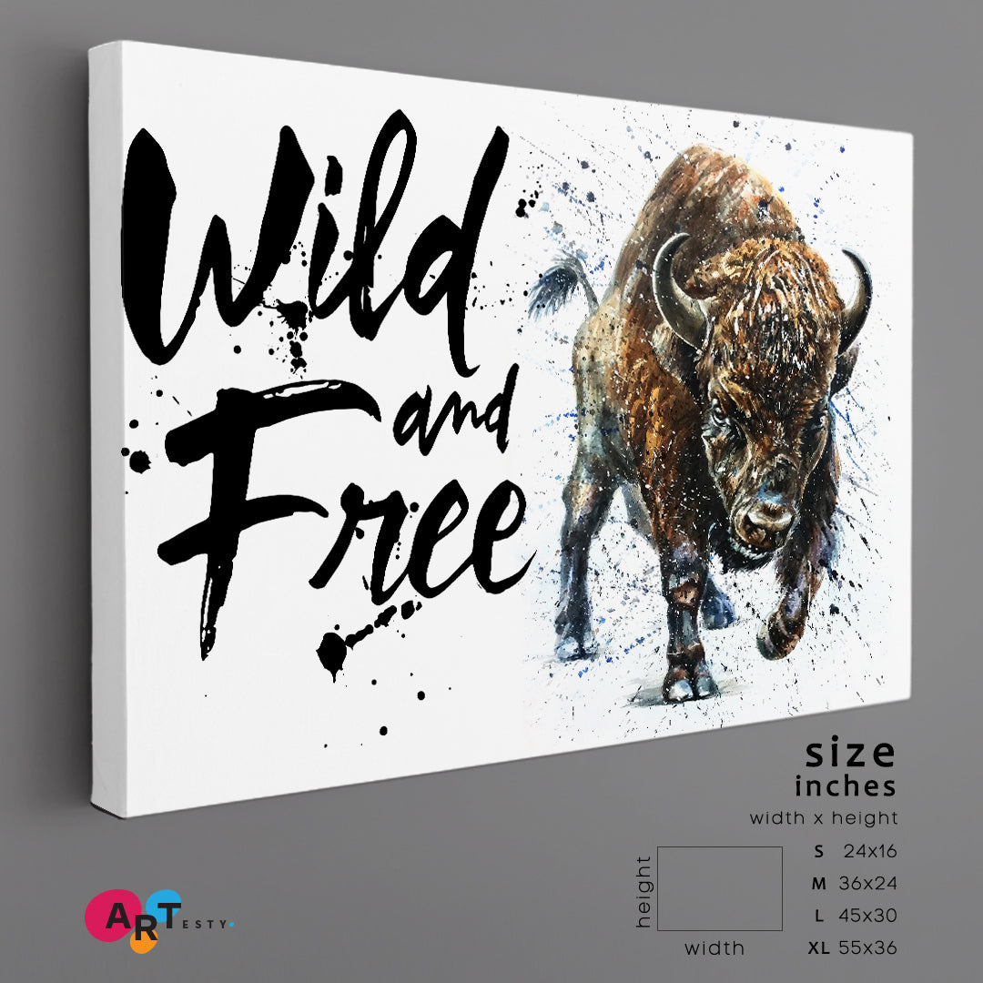 BULL Buffalo Bison Animal Wild Wildlife Office Wall Art Canvas Print Artesty   