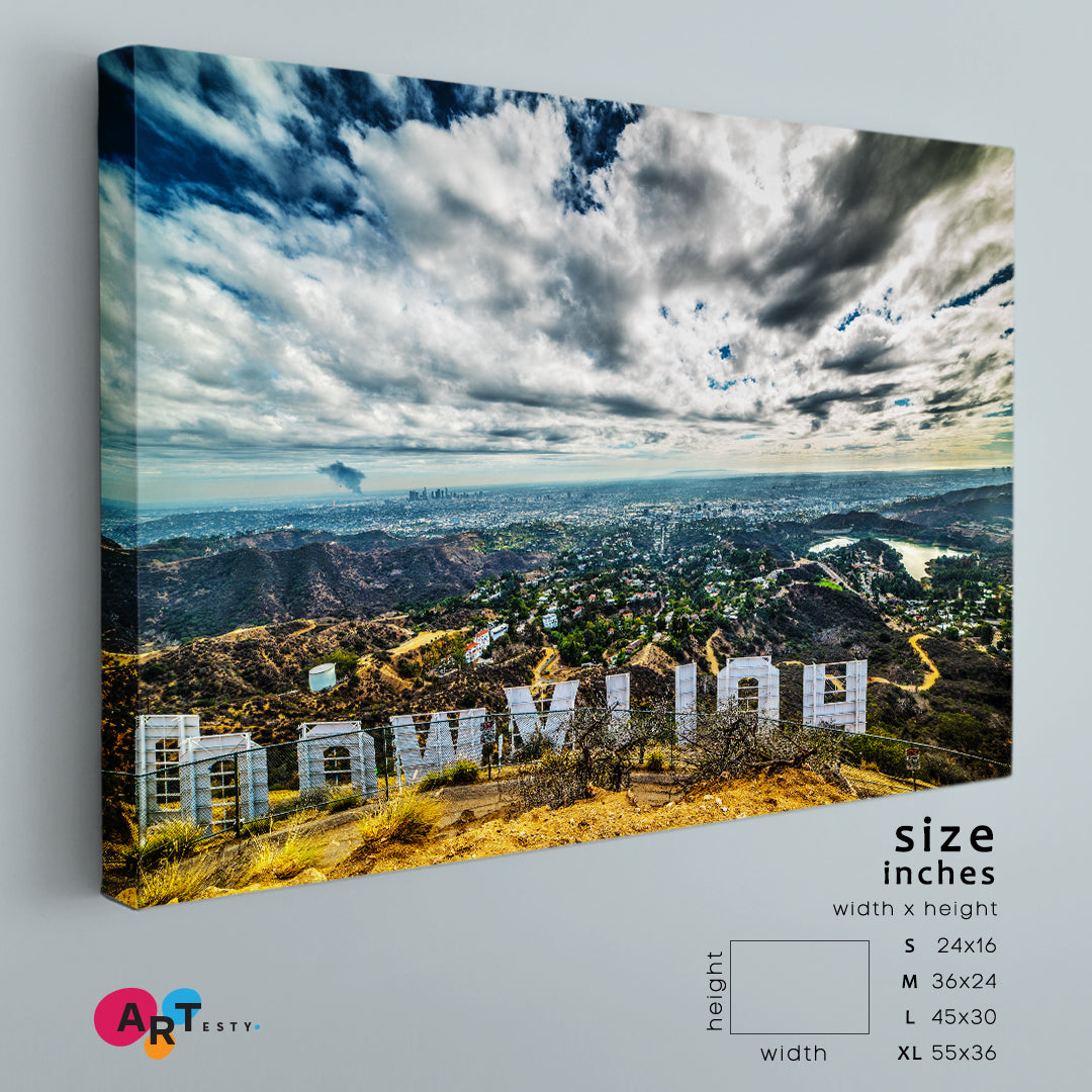 HOLLYWOOD LOS ANGELES CALIFORNIA Famous Hollywood Hills Sign Famous Landmarks Artwork Print Artesty 1 panel 24" x 16" 