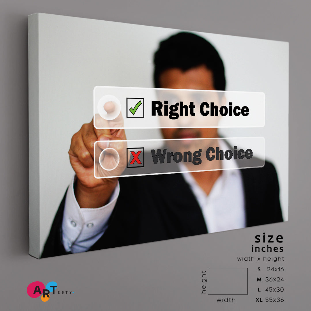 RIGHT CHOICE Business Concept Office Wall Art Canvas Print Artesty 1 panel 24" x 16" 