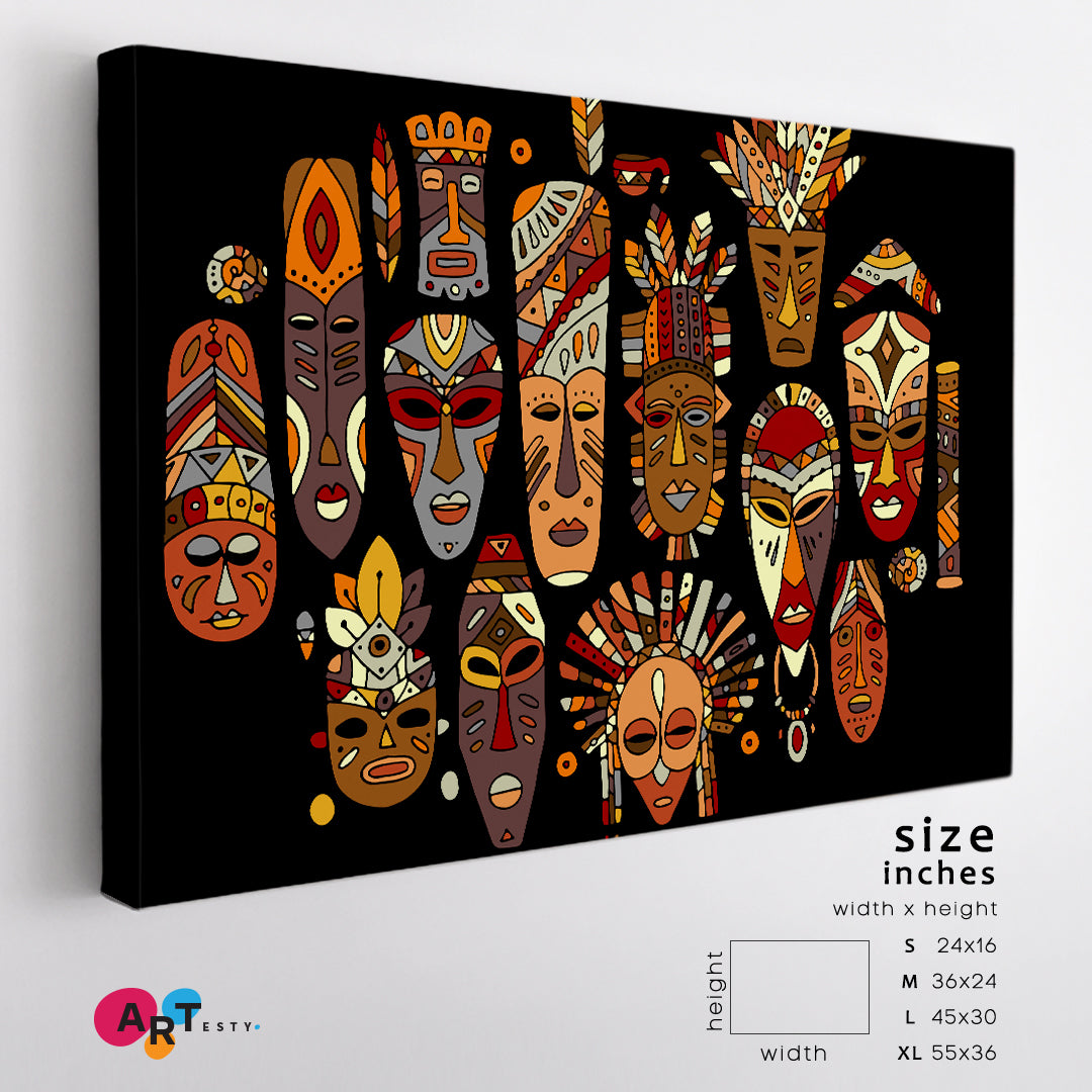 AFRICAN Face Masks Abstract Tribal Ethnic Abstract Art Print Artesty   
