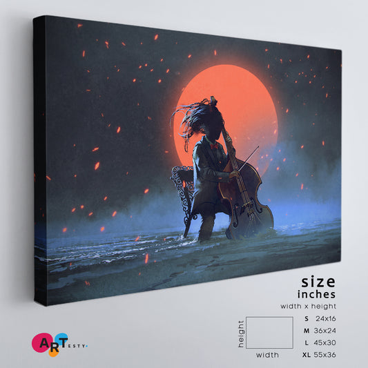 MOONLIGHT SONATA Inspired by Beethoven FANTASY Mysterious Man Surreal Fantasy Large Art Print Décor Artesty 1 panel 24" x 16" 