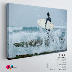BIG WAVES Surf Wild Ocean Surfer Surfboard Motivation Sport Poster Print Decor Artesty 1 panel 24" x 16" 