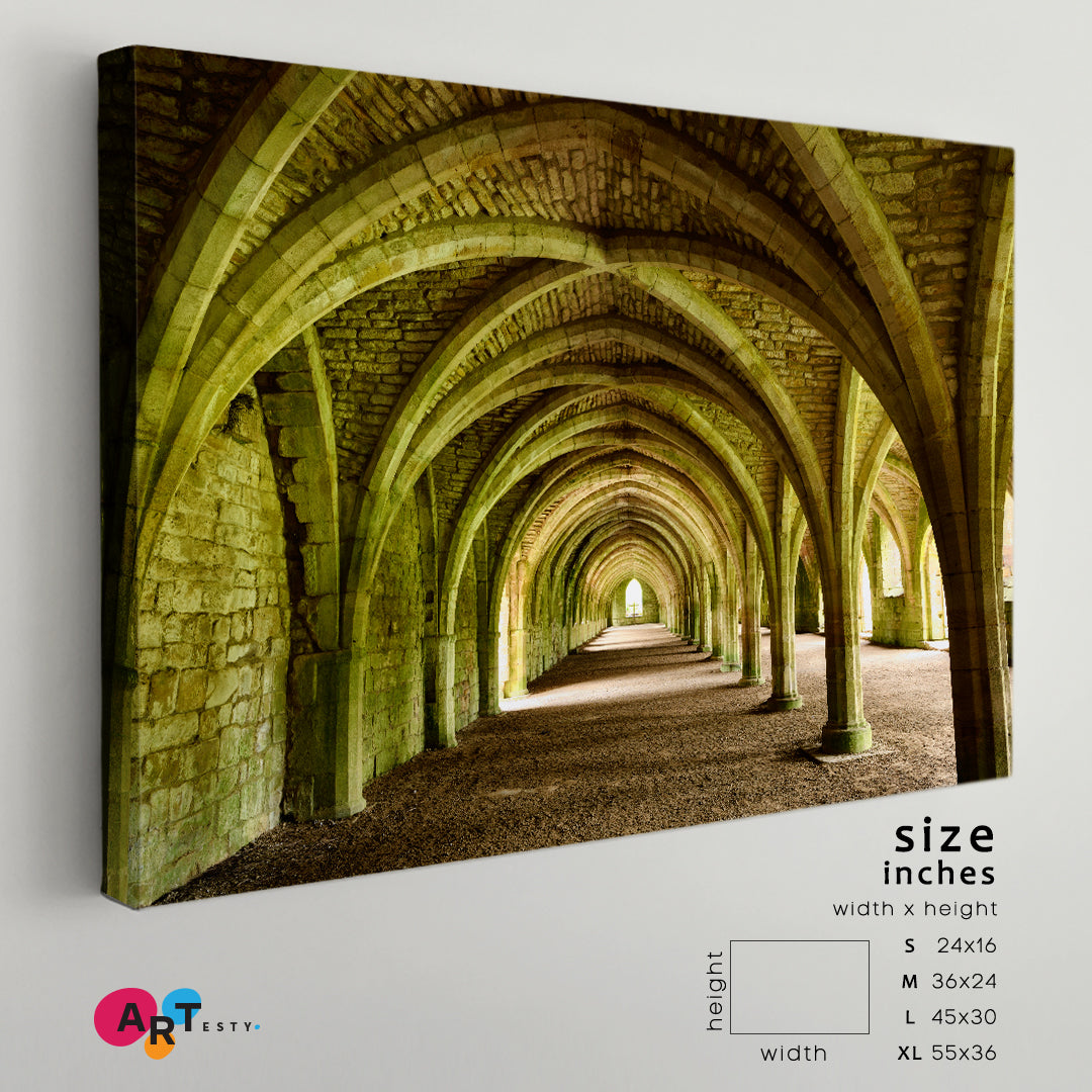 Abbey Cistercian Monastery Vaulted Stone Arch North Yorkshire UK Countries Canvas Print Artesty 1 panel 24" x 16" 