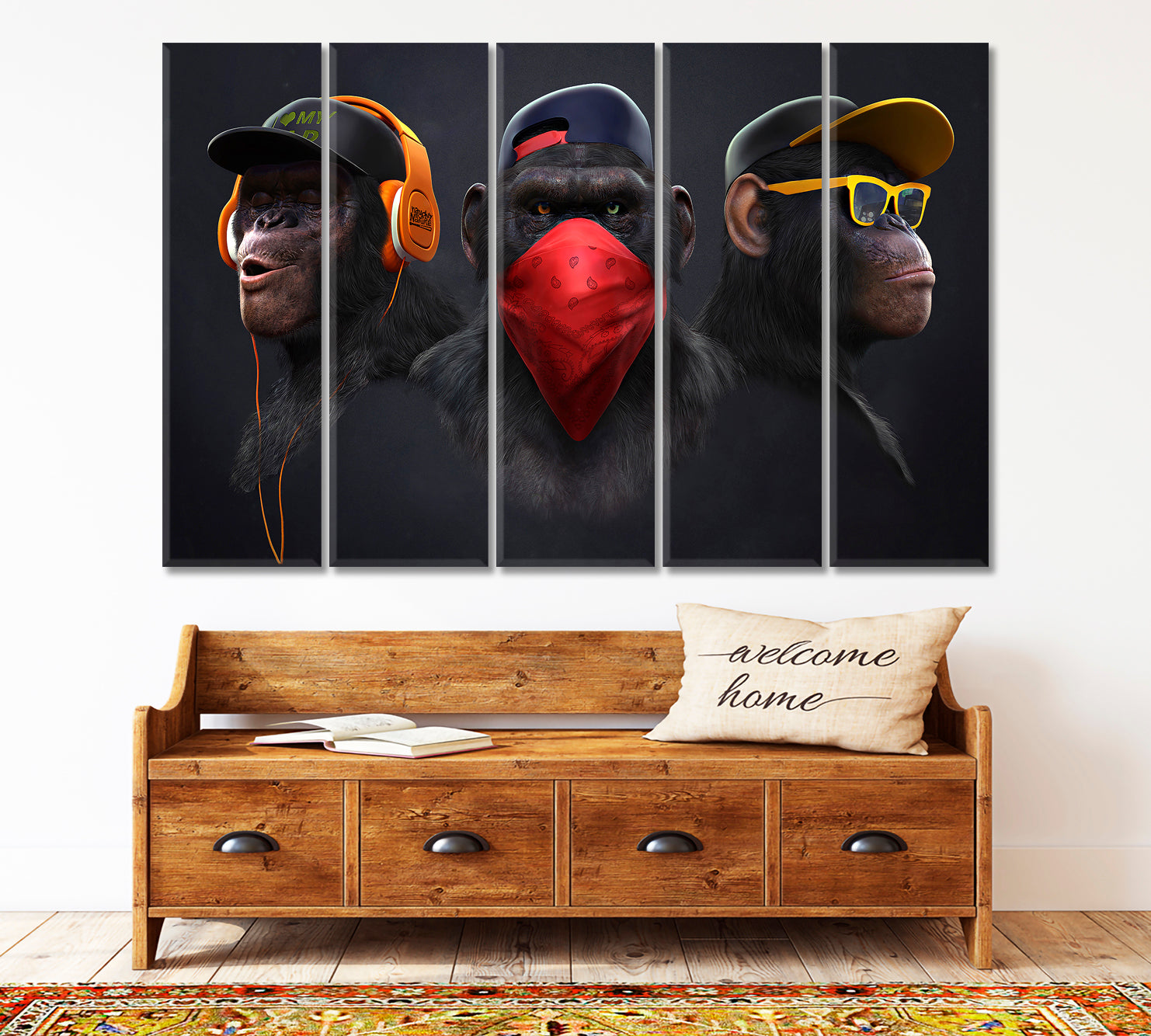 Three Wise Monkeys See No Evil Hear No Evil Speaks no Evil Animals Canvas Print Artesty   