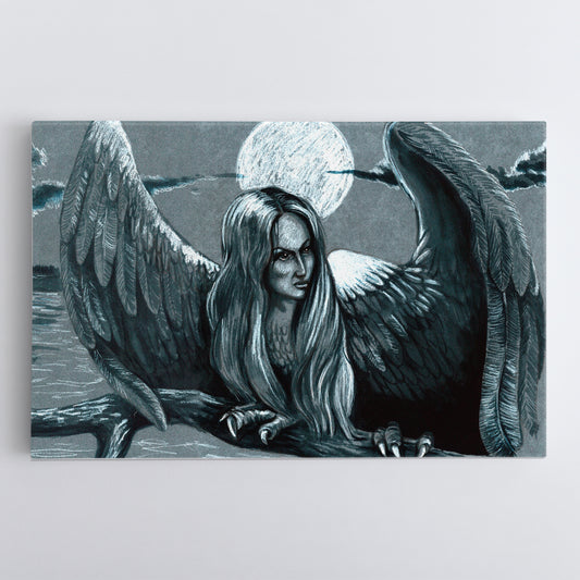 SIRENS Siren Ancient Greek Myth Sirin Bird Women Mithologocal Creatures Odysseus Half Woman Fine Art Artesty 1 panel 24" x 16" 