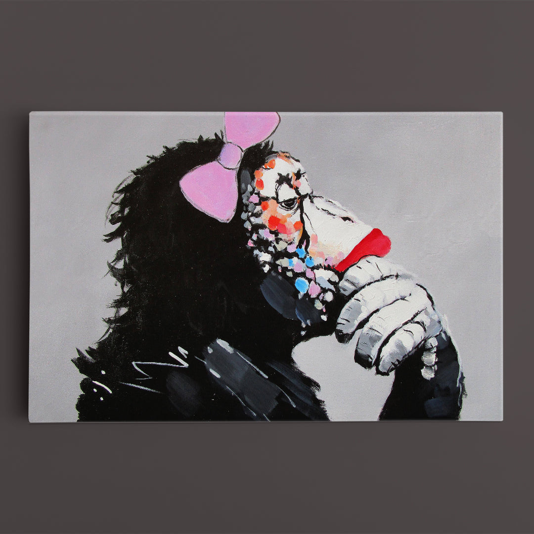 FUNNY MONKEY Pop Art Style Modern Framed Gorilla Monkey Animals Canvas Print Artesty 1 panel 24" x 16" 
