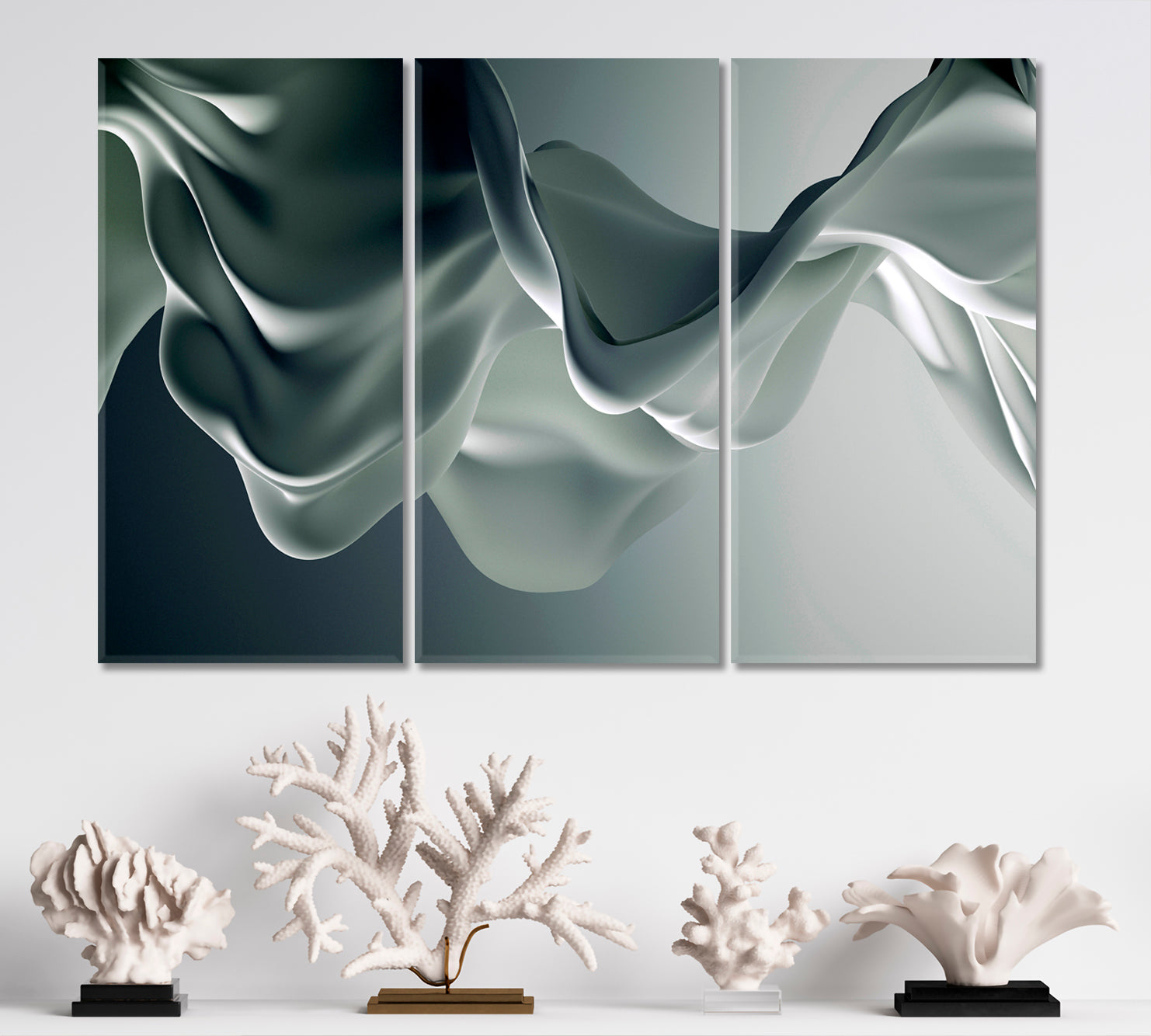 FLUTTERING SILK TRAIN Gray Luxury Elegant Fluid Splash 3d Effect Abstract Art Print Artesty   