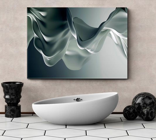 FLUTTERING SILK TRAIN Gray Luxury Elegant Fluid Splash 3d Effect Abstract Art Print Artesty 1 panel 24" x 16" 