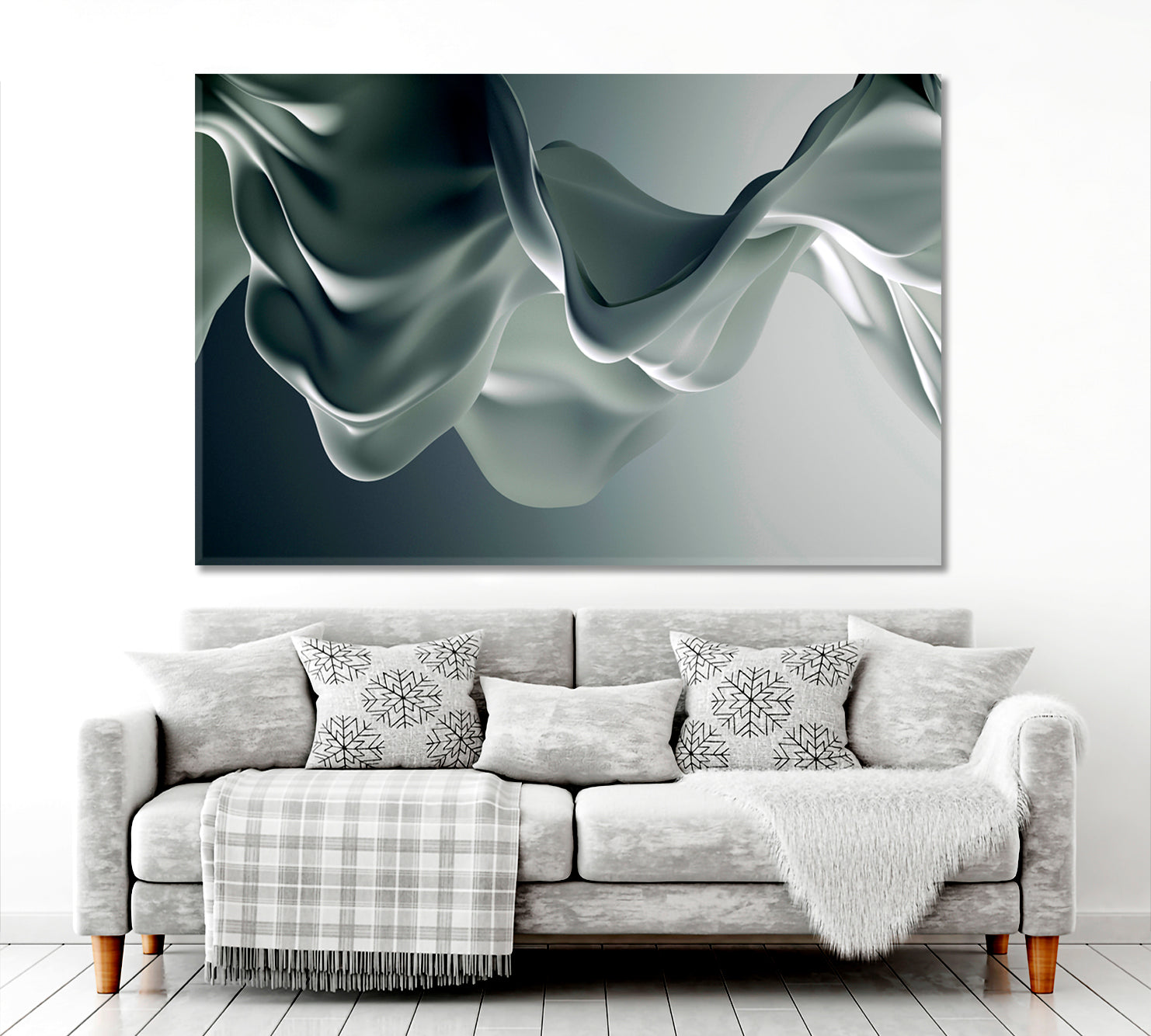 FLUTTERING SILK TRAIN Gray Luxury Elegant Fluid Splash 3d Effect Abstract Art Print Artesty   