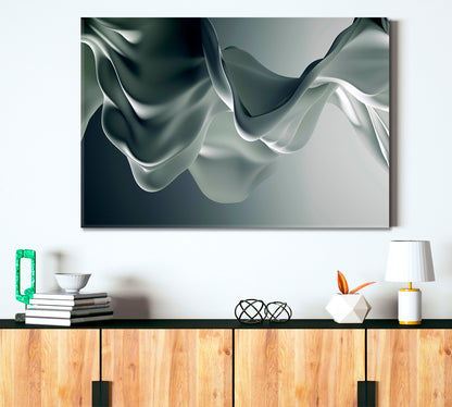 FLUTTERING SILK TRAIN Gray Luxury Elegant Fluid Splash 3d Effect Abstract Art Print Artesty   