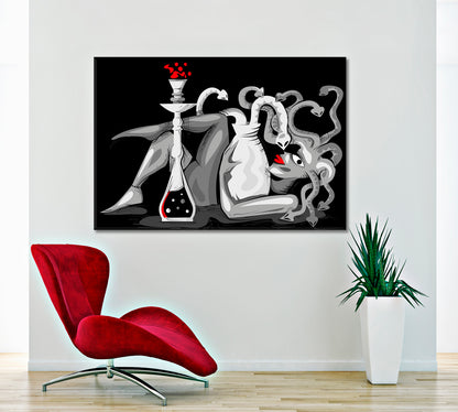 Abstract Woman Snake Head With Hookah Modern Artwork Abstract Art Print Artesty   