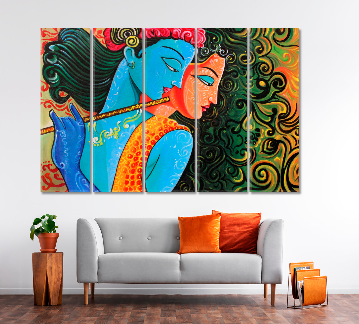 Lord Radha Krishna Hindu Pied Piper Religious Motif Religious Modern Art Artesty   