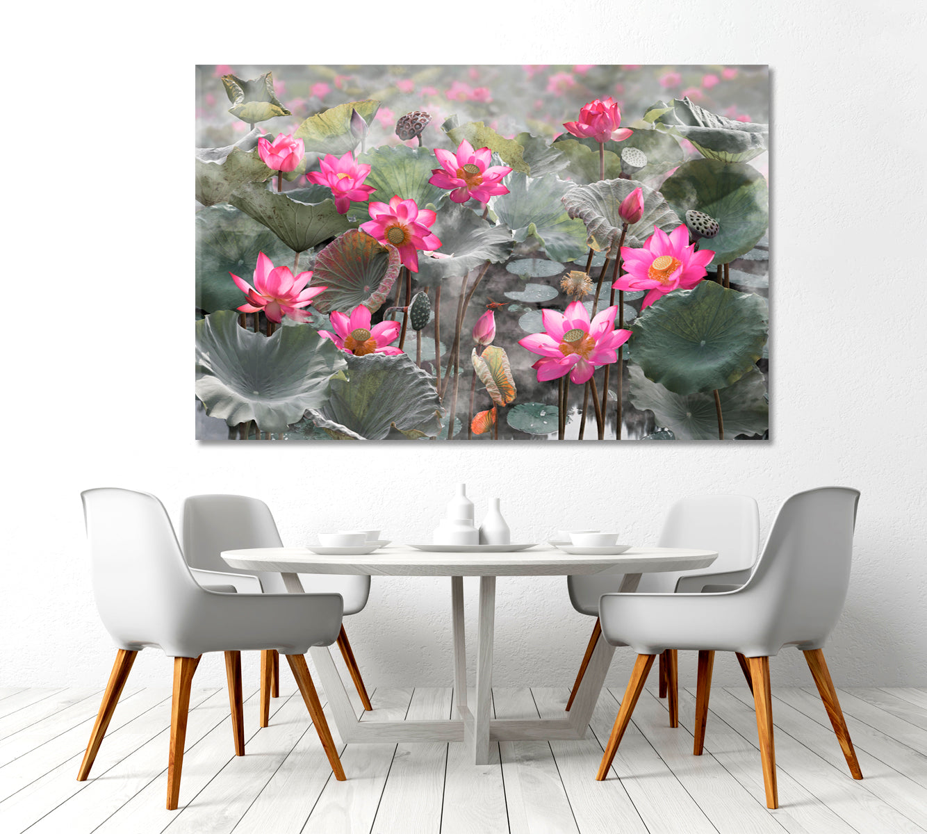 LOTUS POND Beautiful Pink Water Lily Blooming Lake Poster Floral & Botanical Split Art Artesty   