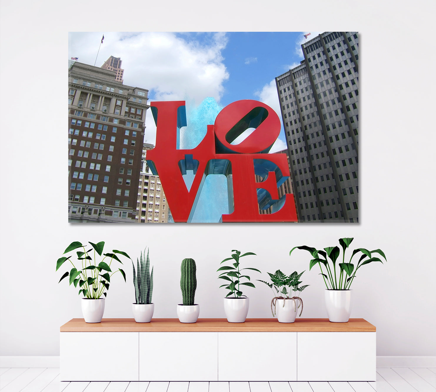 Love Statue Love Park Philadelphia John Kennedy Plaza USA Art Canvas Print Famous Landmarks Artwork Print Artesty 1 panel 24" x 16" 