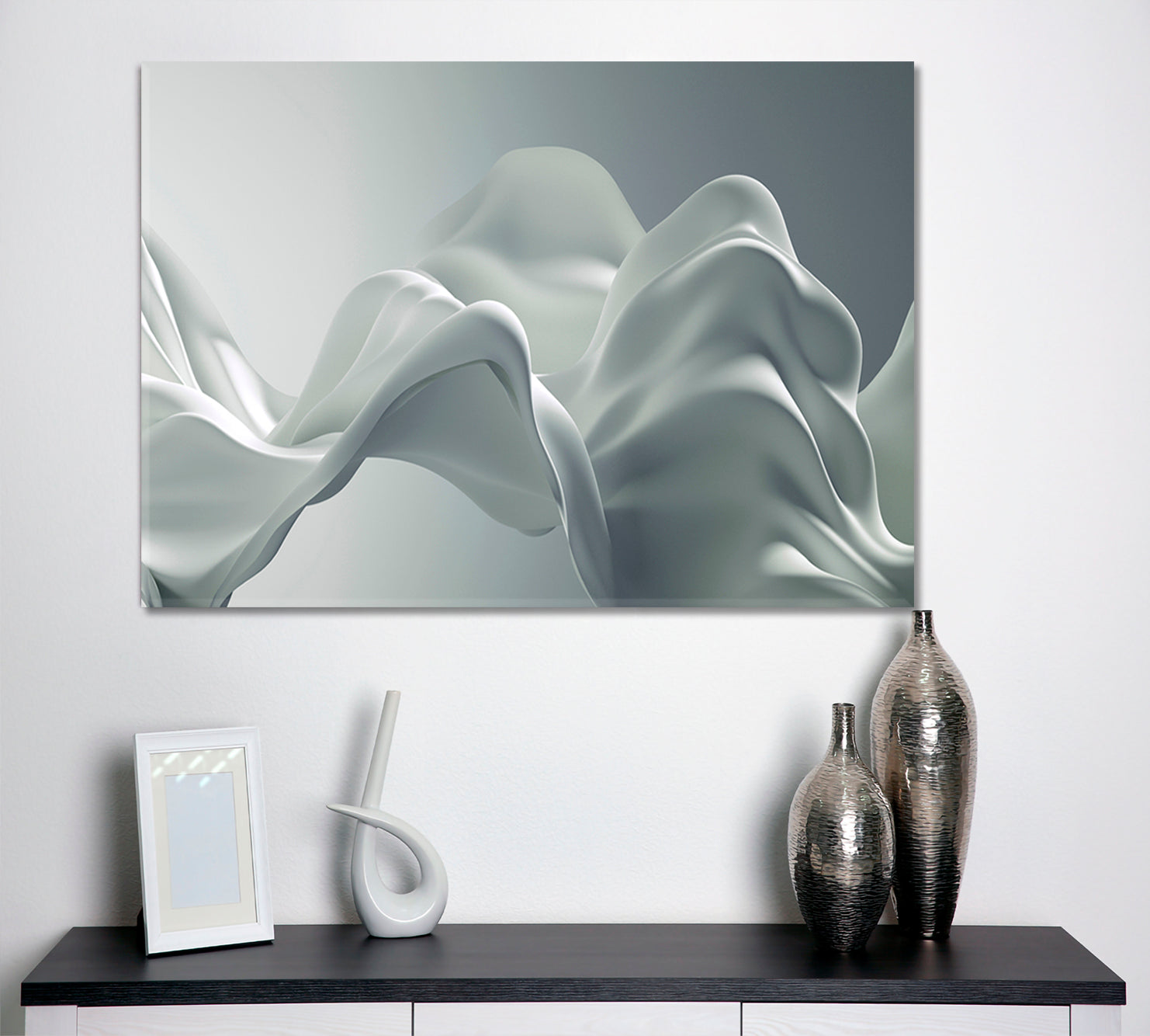 SILK Light Gray Beautiful Luxury Elegant Splash 3d Effect Poster Abstract Art Print Artesty 1 panel 24" x 16" 