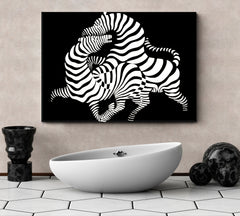 IN LOVE Twisted Zebras Vasarely Style Tricky Optical Illusion Op-art Contemporary Art Artesty 1 panel 24" x 16" 