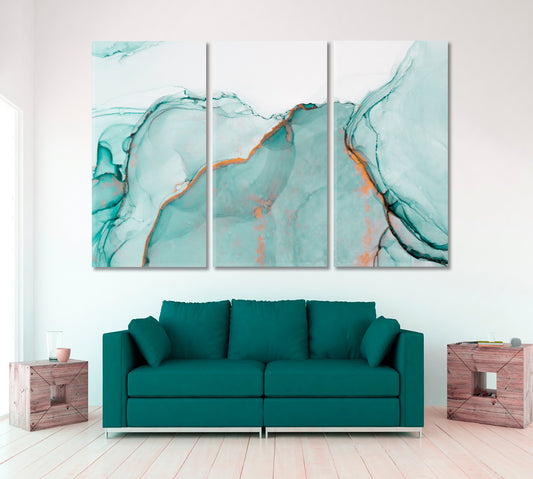 Modern Contemporary Soft Colors Marble Fluid Pattern Fluid Art, Oriental Marbling Canvas Print Artesty 3 panels 36" x 24" 