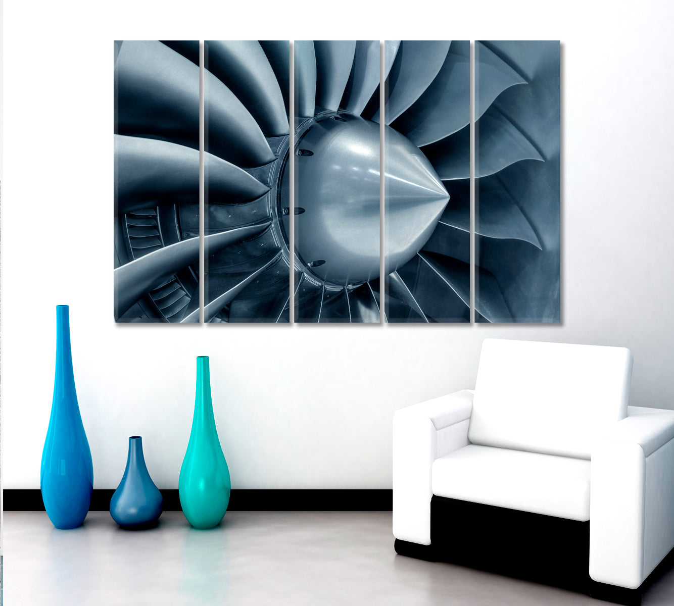 ENGINE WORLD Jet Engine Blades Closeup Poster Engine World Artesty 5 panels 36" x 24" 