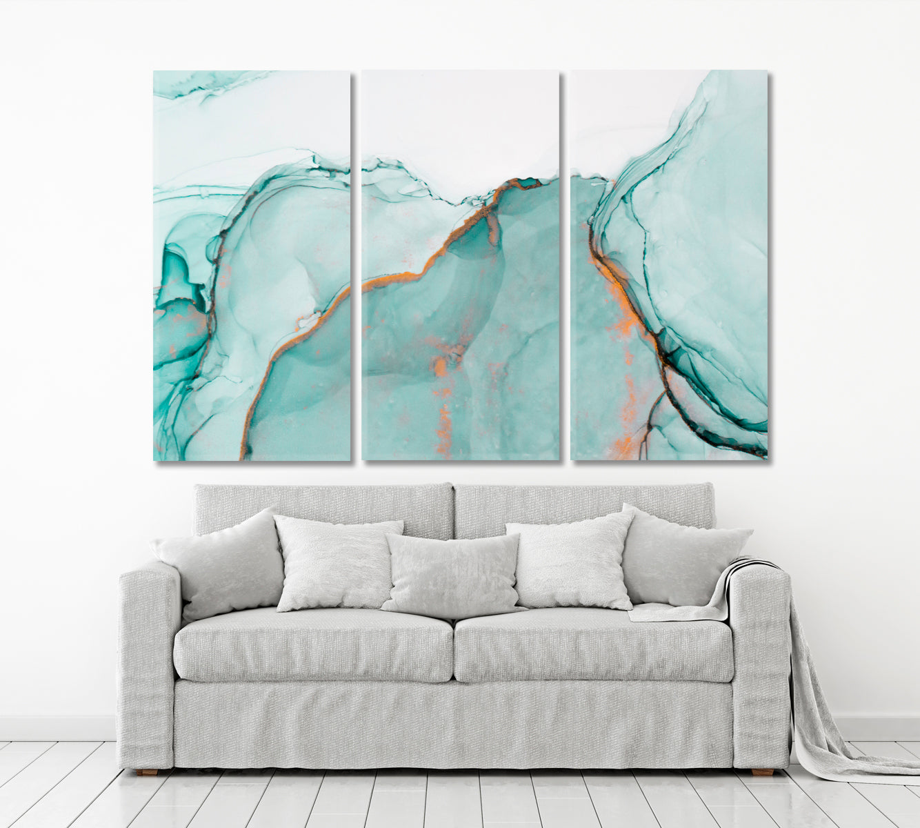 Modern Contemporary Soft Colors Marble Fluid Pattern Fluid Art, Oriental Marbling Canvas Print Artesty   