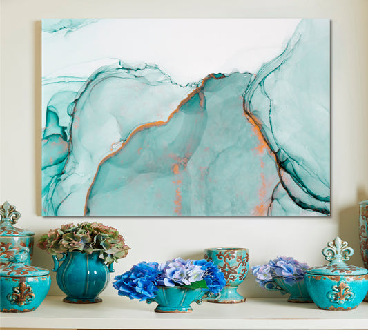 Modern Contemporary Soft Colors Marble Fluid Pattern Fluid Art, Oriental Marbling Canvas Print Artesty 1 panel 24" x 16" 