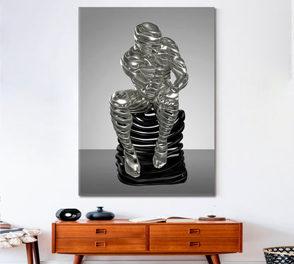 INTELLIGENCE Modern Figure Thinking Man Metal Sculpture Poster Office Wall Art Canvas Print Artesty   