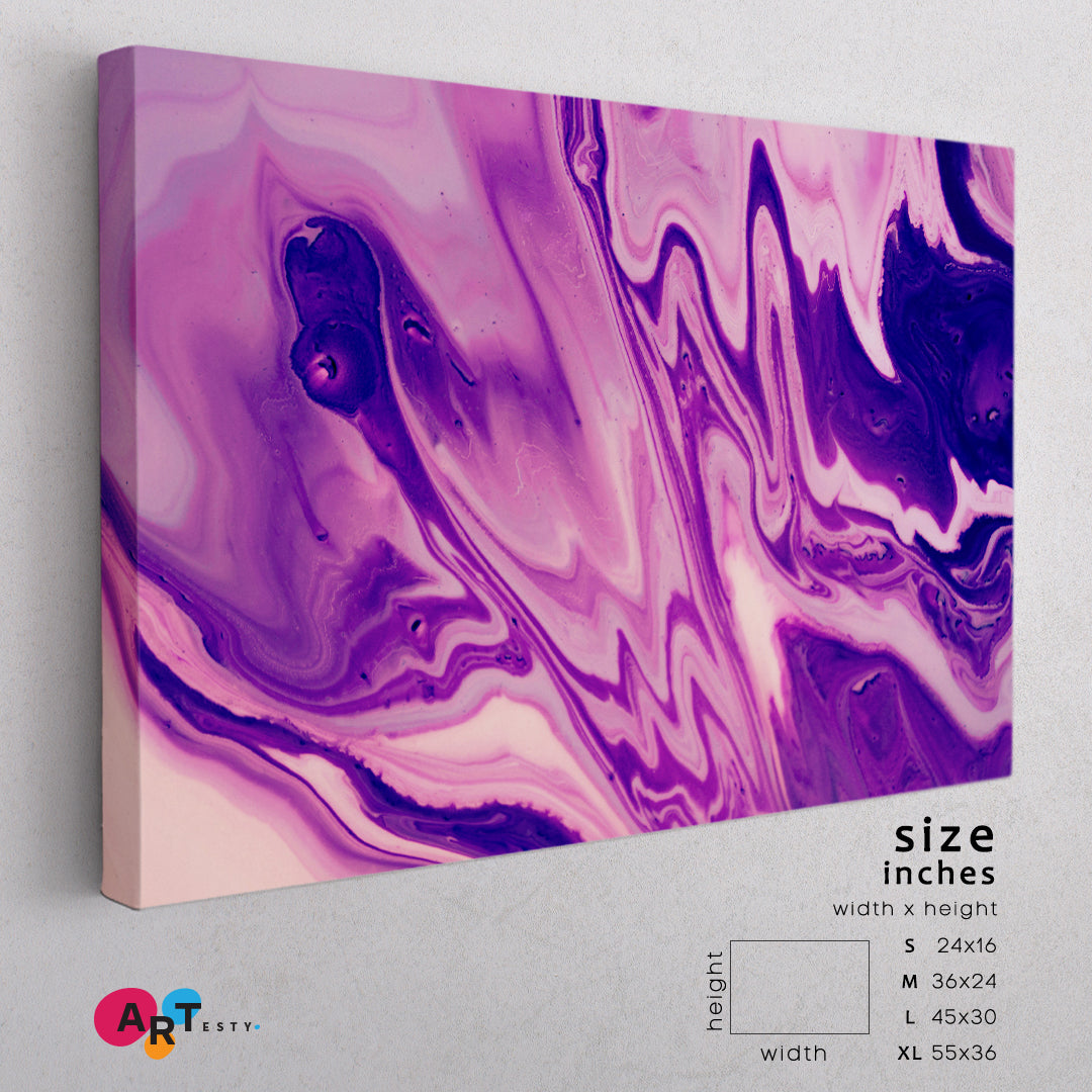 FUCHSIA Acrylic Mix Abstract Colorful Marble Splash Fluid Fluid Art, Oriental Marbling Canvas Print Artesty   