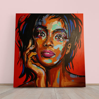 MUSE | Fine Art Portrait Woman Grunge Graffiti Style Canvas Print - Square People Portrait Wall Hangings Artesty 1 Panel 12"x12" 