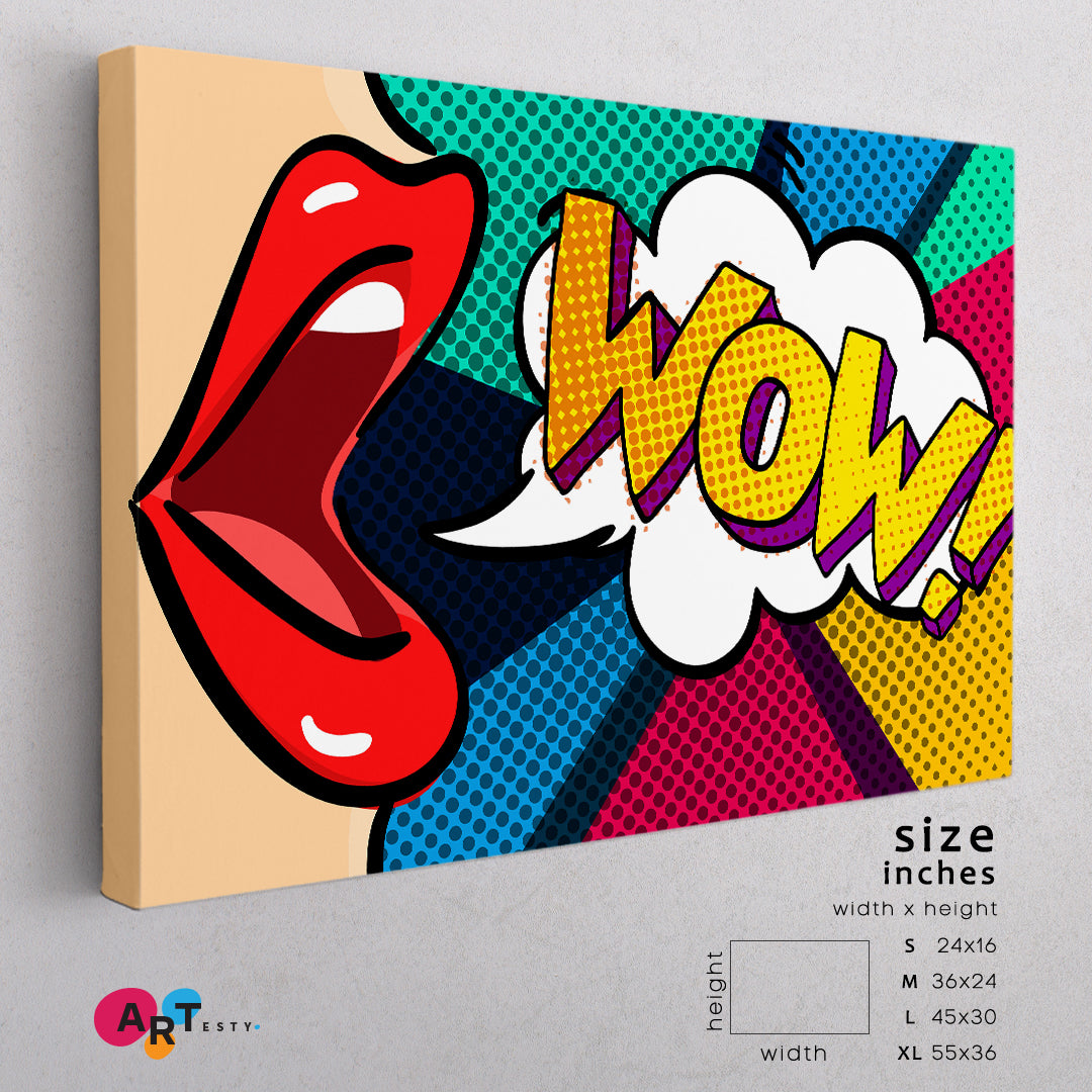 WOW Open Mouth Comic Retro Pop Art Style Pop Art Canvas Print Artesty   