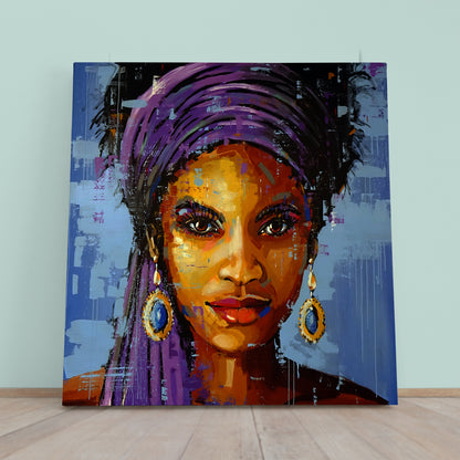 ROYAL PURPLENESS | Fine Art Portrait Woman Grunge Graffiti Style Canvas Print - Square People Portrait Wall Hangings Artesty   